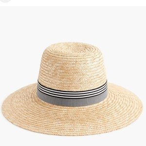 J.CREW STRAW HAT WITH GROSGRAIN RIBBON